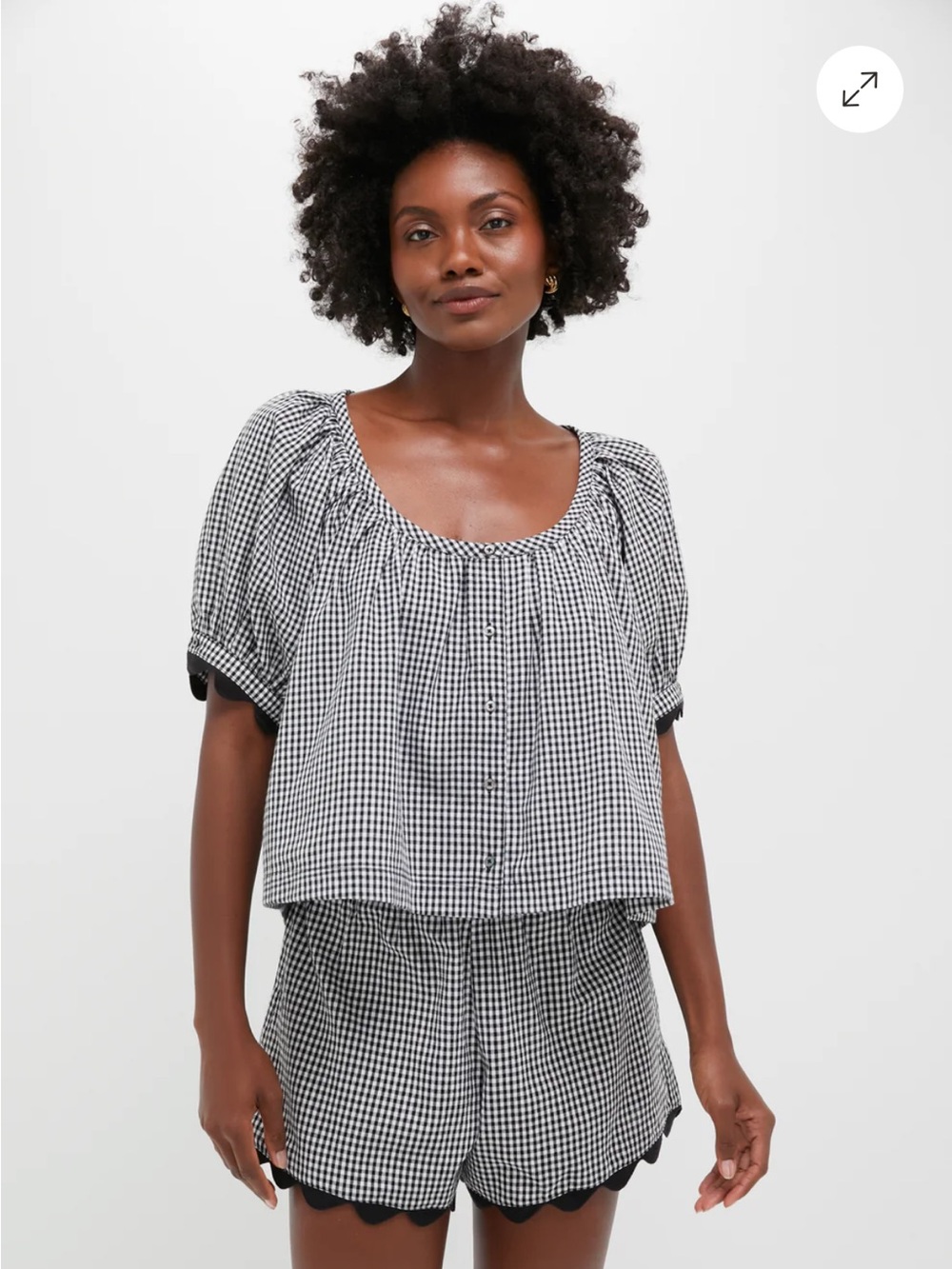 NWT Tuckernuck Black Gingham Ric Rac Tully Top